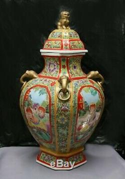 Fantastic Totally Hand Painted Enormous Chinese Porcelain Lidded Pot Stamped