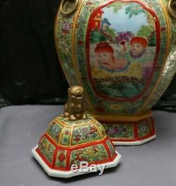 Fantastic Totally Hand Painted Enormous Chinese Porcelain Lidded Pot Stamped