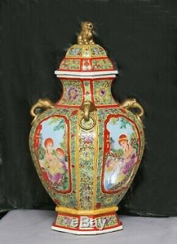 Fantastic Totally Hand Painted Enormous Chinese Porcelain Lidded Pot Stamped