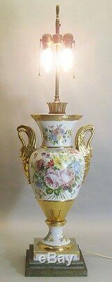 Fine 21 ANTIQUE FRENCH Hand-Painted OLD PARIS Vase as Lamp c. 1860 pottery