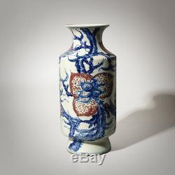 Fine Chinese Antiques Porcelain Flowers Vases Qing Dynasty Marked KangXi 9.33H