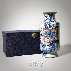 Fine Chinese Antiques Porcelain Flowers Vases Qing Dynasty Marked KangXi 9.33H