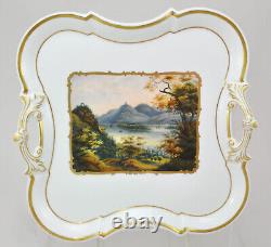 Fine Dated 1850 Antique German Hand Painted Porcelain Topographical Tray Gotha