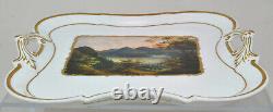 Fine Dated 1850 Antique German Hand Painted Porcelain Topographical Tray Gotha