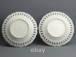 Fine Pair Of Antique Meissen Pierced Hand Painted Porcelain Cabinet Plate 19th C