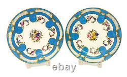 Fine Pair Sevres France Hand Painted Porcelain Cabinet Plates, 1790. Florals