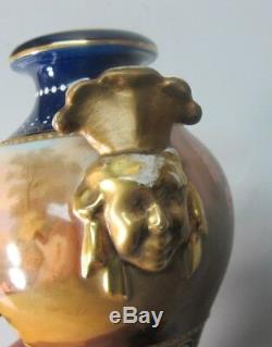 Fine Pair of 19th C. ROYAL VIENNA HAND-PAINTED Urn Vases c. 1890 antique