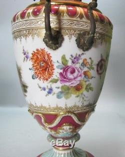 Fine & Rare SIGNED 19th C. KPM Hand Painted Porcelain Oil Lamp c. 1880 antique