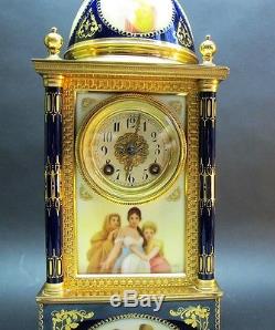 Finest Antique ROYAL VIENNA 18 Hand-Painted Porcelain & Gilt Bronze Clock