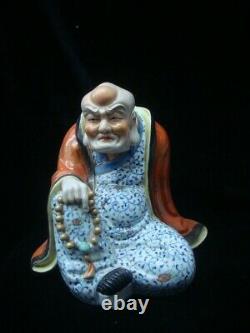 Finest Chinese Old Hand Painting Porcelain Arhat Buddha Statue YouChangZi