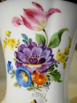 First Choice Meissen Porcelain Hand Painted Floral 2 Pieces Urn Vase 9 1/2 1934