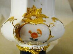 First Choice Meissen Porcelain Hand Painted Floral 2 Pieces Urn Vase 9 1/2 1934