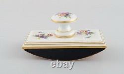 Five parts Meissen porcelain with hand-painted floral motifs and gold decoration