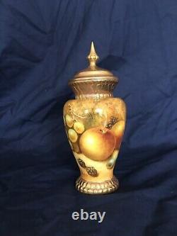 Former Royal Worcester Artist. Handpainted PAIR of fruit vases