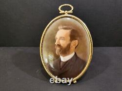 Framed Hand Painted Miniature Porcelain Plaque Clergy Gentleman Clerical