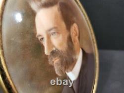 Framed Hand Painted Miniature Porcelain Plaque Clergy Gentleman Clerical