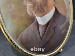 Framed Hand Painted Miniature Porcelain Plaque Clergy Gentleman Clerical