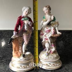 Frankenthal Beautifully Hand Painted Porcelain Figurines Man & Woman