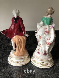 Frankenthal Beautifully Hand Painted Porcelain Figurines Man & Woman