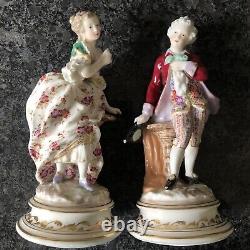 Frankenthal Beautifully Hand Painted Porcelain Figurines Man & Woman VGC