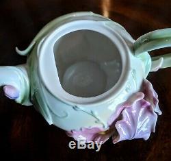 Franz Iris Windswept Beauty Porcelain Sculpted Teapot with Lid Hand Painted VTG