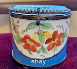 French Antique Victorian Beautiful Hand Painted Porcelain Jewelry Casket Box
