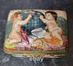 French Capodimonte Hand Painted Porcelain Jewelry Trinket Box