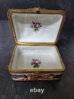 French Capodimonte Hand Painted Porcelain Jewelry Trinket Box