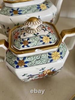 French Chantilly Porcelain Tea Set Japanese Kakiemon Style Hand Painted Pretty