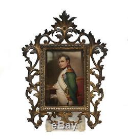 French Hand Painted Napoleon Bonaparte Porcelain Plaque, c. 1900. Bronze Frame