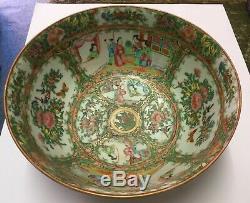 GOOD LARGE Qing 19TH C CHINESE PORCELAIN CANTON FAMILLE ROSE PUNCH BOWL 11