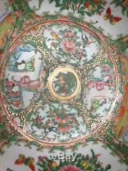 GOOD LARGE Qing 19TH C CHINESE PORCELAIN CANTON FAMILLE ROSE PUNCH BOWL 11