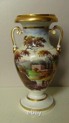 Georgian Porcelain Two-handled Vase Ridgeway Hand Painted, Circa 1820