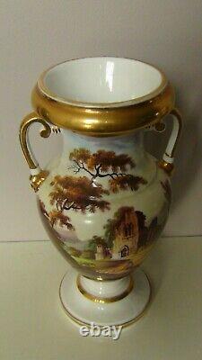 Georgian Porcelain Two-handled Vase Ridgeway Hand Painted, Circa 1820