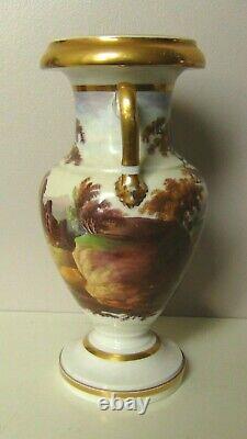 Georgian Porcelain Two-handled Vase Ridgeway Hand Painted, Circa 1820