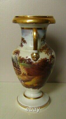 Georgian Porcelain Two-handled Vase Ridgeway Hand Painted, Circa 1820