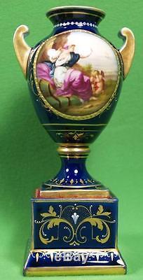 German Austrian Hand Painted Porcelain Amphora Adriana Blue Cobalt Woman Vase Us