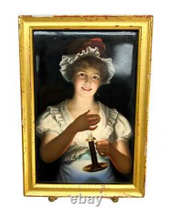 German Hand Painted Porcelain Plaque, Lisette after Georg Hom, circa 1900