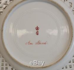 German Meissen Porcelain Hand Painted Cabinet Plate, Signed. Reticulated Rim