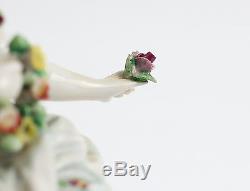 German Porcelain Figurine Woman Basket Flowers c1930 Hand Painted Carl Thieme