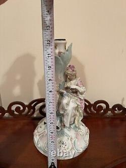 Germany Antique Meissen Hand painted Porcelain Candlestick