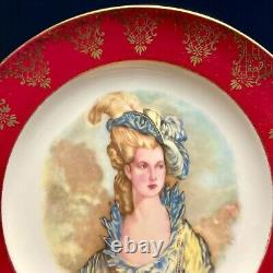 Gloria Bayreoth Fine Porcelain Plates HandPainted Rococo Portraits Gold Gilding