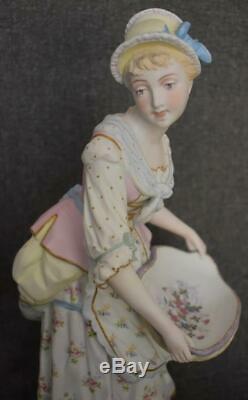 Gorgeous 1876-1881 Ch Levy & Co Handpainted French Bisque Porcelain Figural Pair