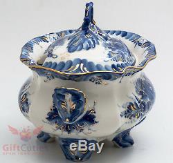 Gzhel Porcelain tureen soup bowl dish server hand painted