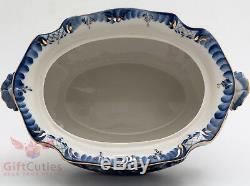 Gzhel Porcelain tureen soup bowl dish server hand painted