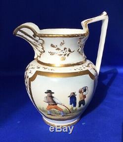 H & R Daniel Porcelain Hand Painted Harvest Ale Jug 7 3/4 C1825-35