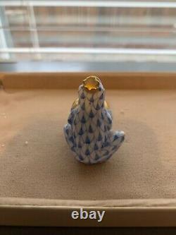 HEREND Frog Prince w Ball Porcelain Hand Painted Figurine Blue Fishnet Gold Trim