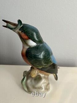 HEREND HUNGARY VINTAGE Hand Painted King Fisherman Porcelain Bird