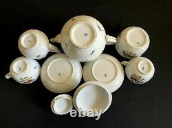 HEREND PORCELAIN HANDPAINTED ANTIQUE TEA SET FOR 2 PERSONS FROM 1930' (9pcs.)