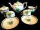Herend Porcelain Handpainted Chinese Bouquet Green Tea Set For 2 Person (9 Pcs.)
